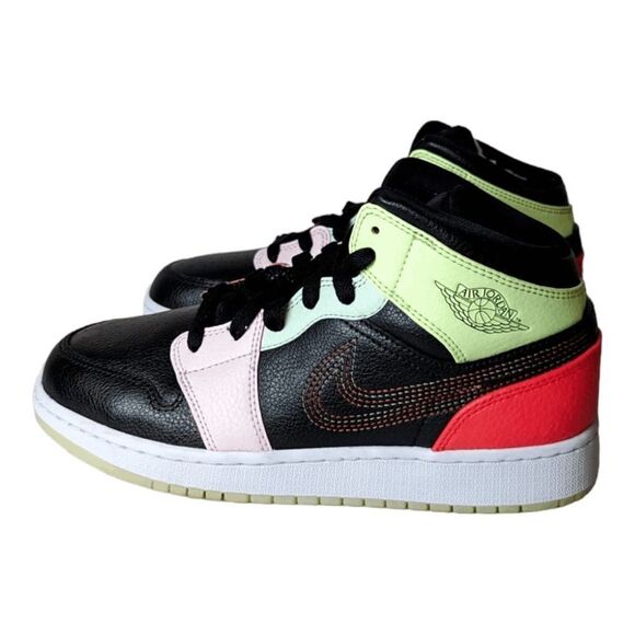 NIKE Air Jordan 1 Mid 'Glow-In-The-Dark' Sneaker Size 7 - Picture 2 of 9